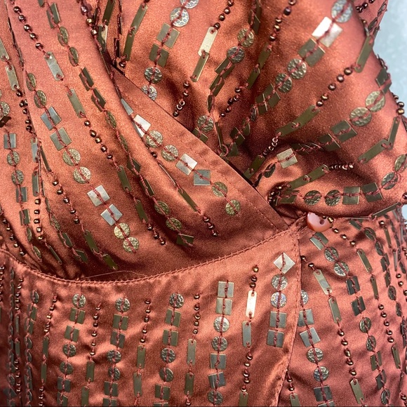 Walter Baker 100% Silk Metal Sequin Embellished Wrap Vest Blouse Top - Picture 5 of 8